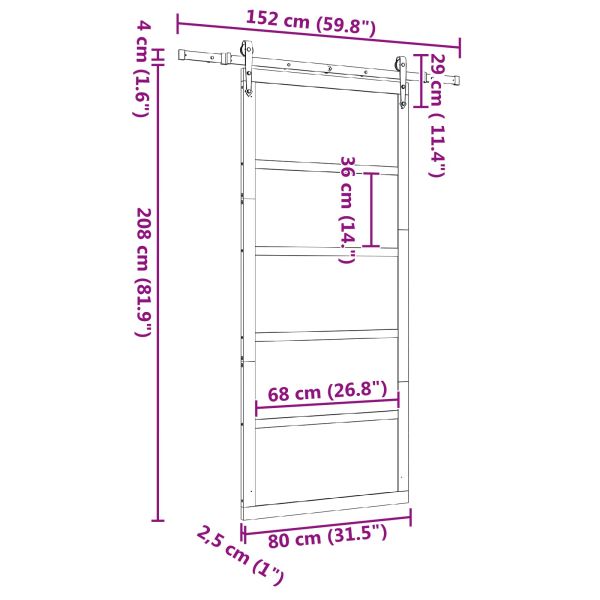 Преплъзваща се врата Натурално 80 x 208 см