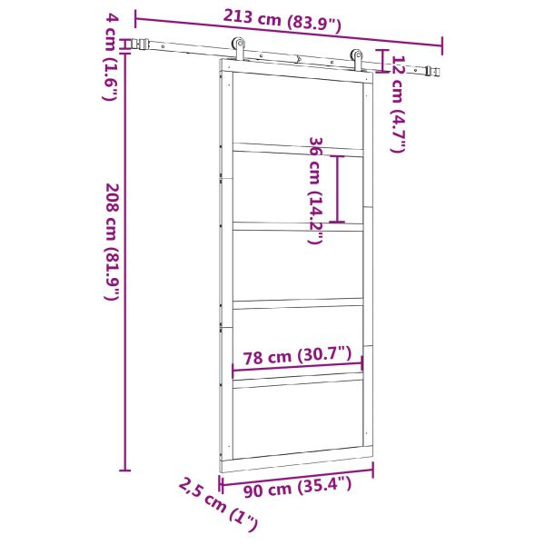 Преплъзваща се врата Натурално 90 x 208 см