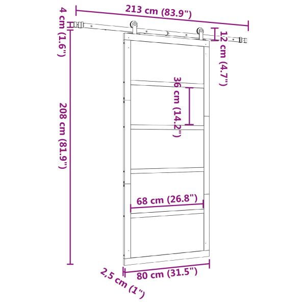 Преплъзваща се врата Натурално 80 x 208 см