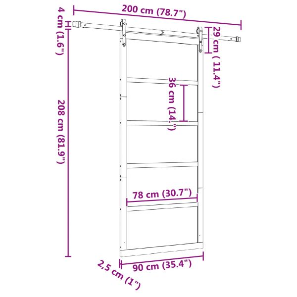 Преплъзваща се врата Натурално 90 x 208 см