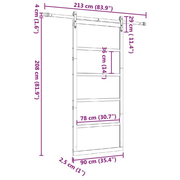 Преплъзваща се врата Натурално 90 x 208 см