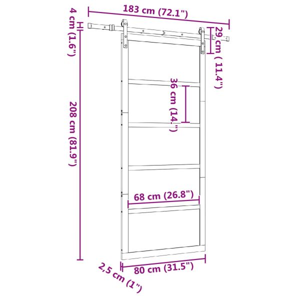 Преплъзваща се врата Натурално 80 x 208 см