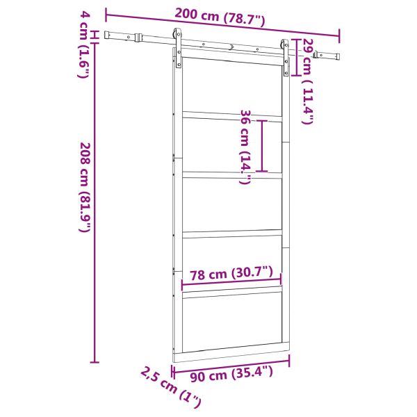 Преплъзваща се врата Натурално 90 x 208 см