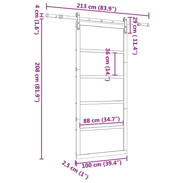 Преплъзваща се врата Натурално 100 x 208 см