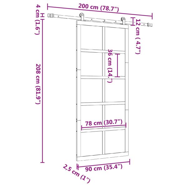 Преплъзваща се врата Натурално 90 x 208 см