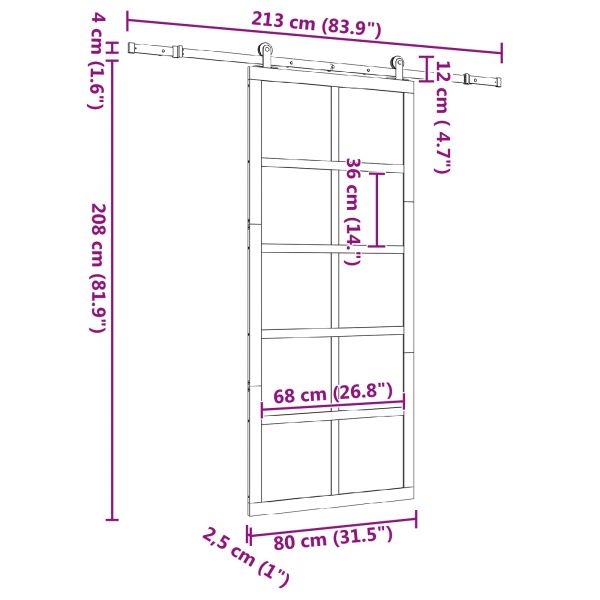 Преплъзваща се врата Натурално 80 x 208 см