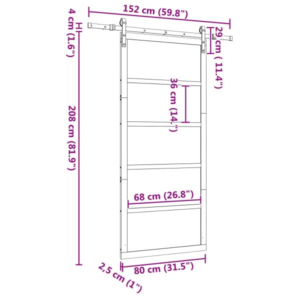 Преплъзваща се врата Натурално 80 x 208 см