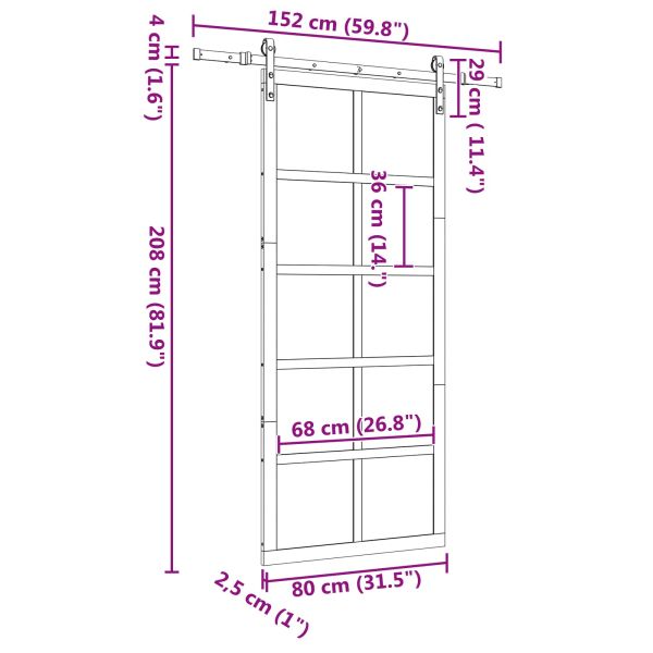 Преплъзваща се врата Натурално 80 x 208 см