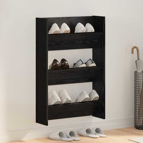 Шкаф за обувки Черния дъб 60 x 18 x 90 см Инженерно дърво