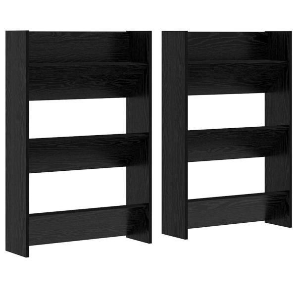Шкаф за обувки 2 pcs Черния дъб 60 x 18 x 90 см Инженерно дърво