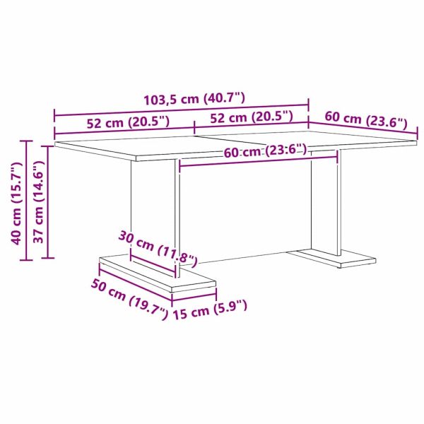 Масичка за кафе Старо дърво 103.5 x 60 x 40 см Инженерно дърво