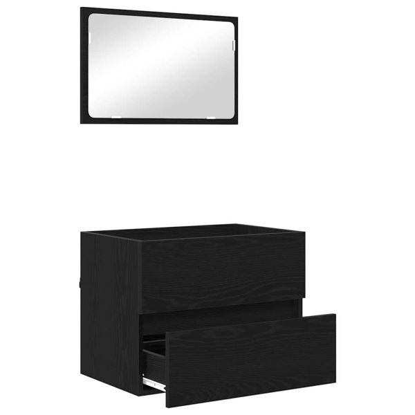 Комплект мебели за баня с чекмедже с огледало 2 pcs Черния дъб