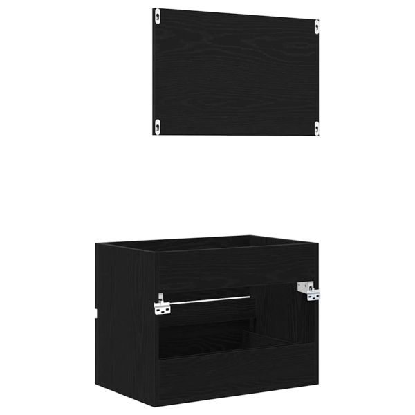 Комплект мебели за баня с чекмедже с огледало 2 pcs Черния дъб