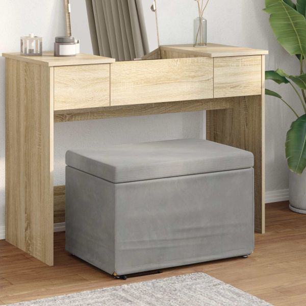 Стук Светлосиво 61 x 41 x 40 см Кадифе и инженерна дървесина