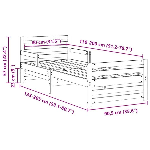Рамка за легло с таблото Кафяво с восъчно покритие 80 x 200 cm