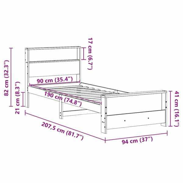 Рамка за легло с таблото Кафяво 90 x 190 cm Инженерно дърво