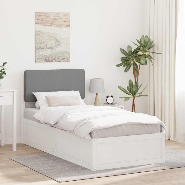 Леглова рамка с тапицирана гръбна част Светлосиво 90 x 200 cm