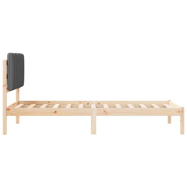 Леглова рамка с тапицирана гръбна част Тъмен сив 90 x 190 cm