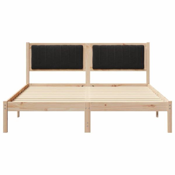 Леглова рамка с тапицирана гръбна част Черно 150 x 200 cm