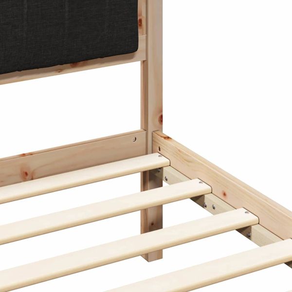 Леглова рамка с тапицирана гръбна част Черно 135 x 190 cm