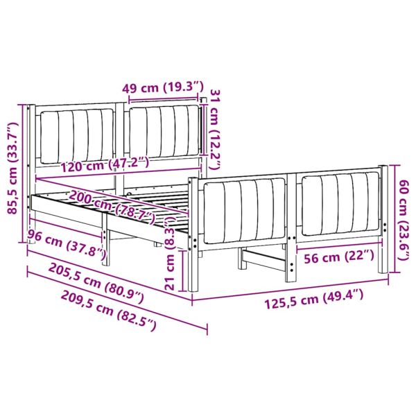 Рамка на леглото с таблото кафяво и тъмносиво 120 x 200 cm