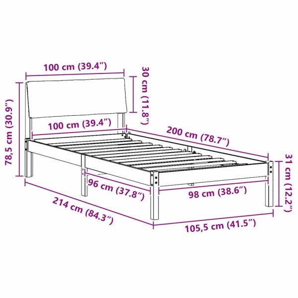 Рамка на леглото с таблото Кафяв и светло сив 100 x 200 cm
