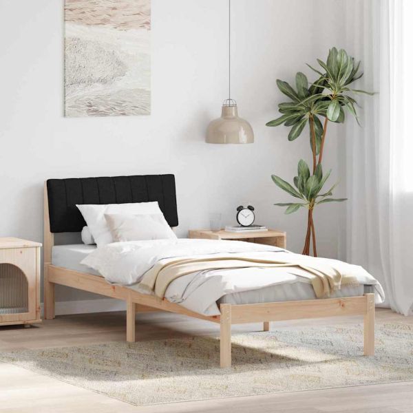 Рамка на леглото Кафяв и черен 75 x 190 cm Борово дърво масив