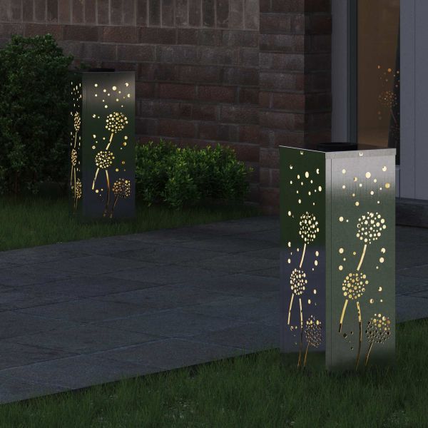 Соларна LED светлина за пътека 2 pcs Сребрист