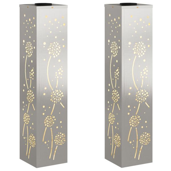 Соларна LED светлина за пътека 2 pcs Сребрист
