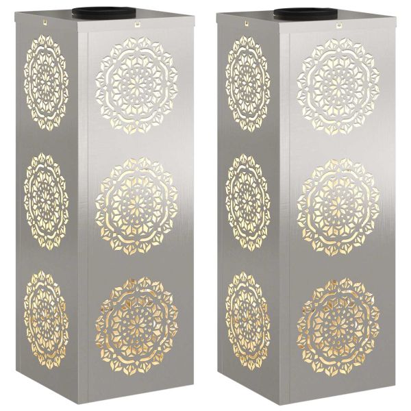 Соларна LED светлина за пътека 2 pcs Сребрист
