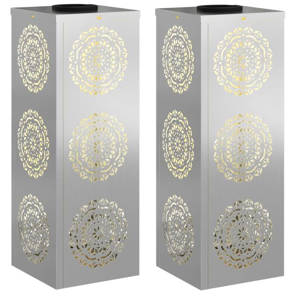 Соларна LED светлина за пътека 2 pcs Сребрист