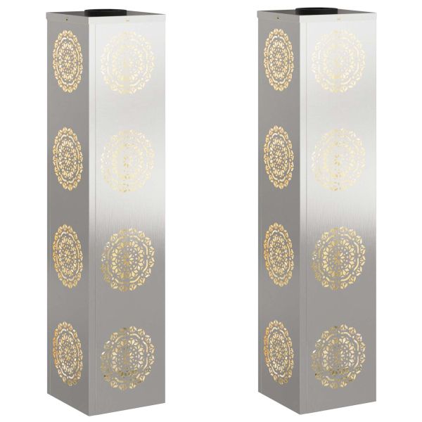 Соларна LED светлина за пътека 2 pcs Сребрист
