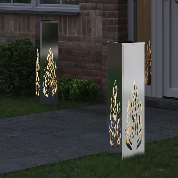 Соларна LED светлина за пътека 2 pcs Сребрист