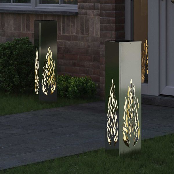 Соларна LED светлина за пътека 2 pcs Сребрист