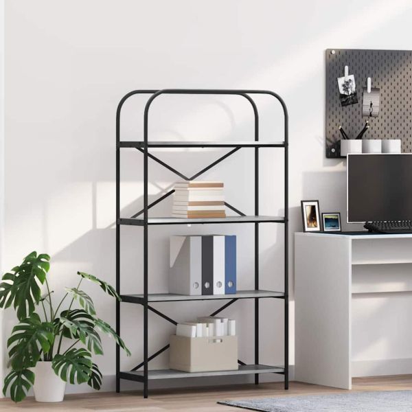 Рафт за книги Сив Сонома 80 x 30 x 146 см Инженерно дърво
