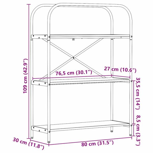 Рафт за книги Черния дъб 80 x 30 x 109 см Инженерно дърво