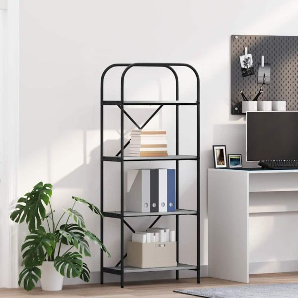 Рафт за книги Сив Сонома 60 x 30 x 146 см Инженерно дърво