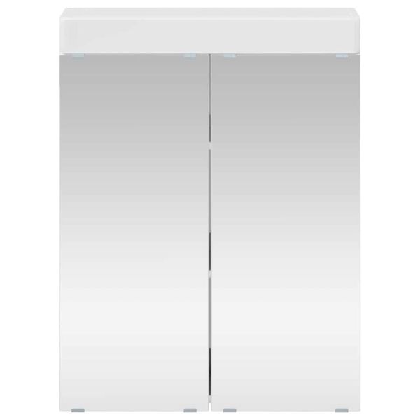 Шкаф с огледало за баня TULUM Лъскаво бяло 60 x 16,5 x 78 см