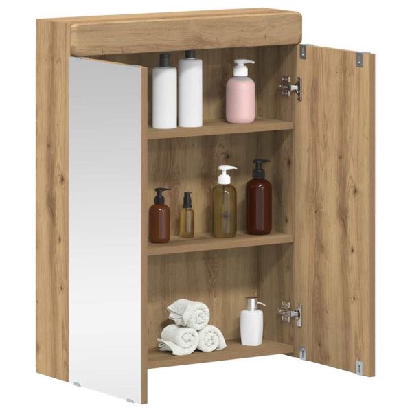 Шкаф с огледало за баня с рафт TULUM Дъб 60 x 16,5 x 78 см