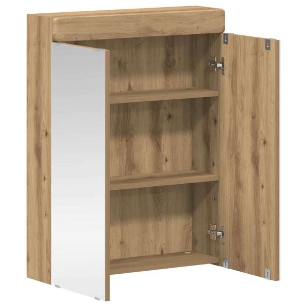 Шкаф с огледало за баня с рафт TULUM Дъб 60 x 16,5 x 78 см