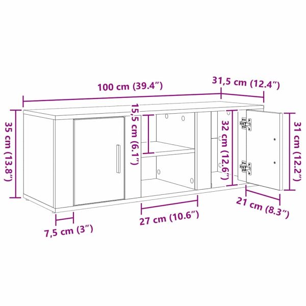 ТВ шкаф Черния дъб 100 x 31,5 x 35 см Инженерно дърво