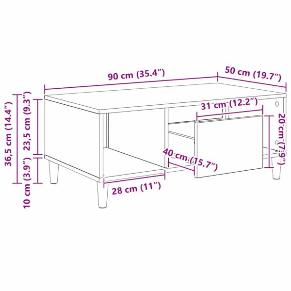 Масичка за кафе Дъб 90 x 50 x 26.5 см Инженерно дърво