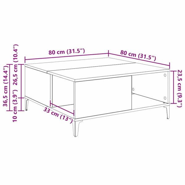 Масичка за кафе Черния дъб 80 x 80 x 36,5 см Инженерно дърво