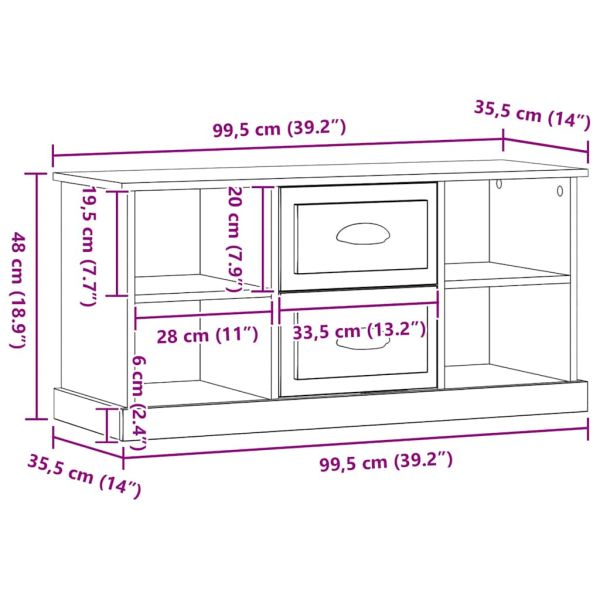 ТВ шкаф Черния дъб 99,5 x 35,5 x 48 см Инженерно дърво