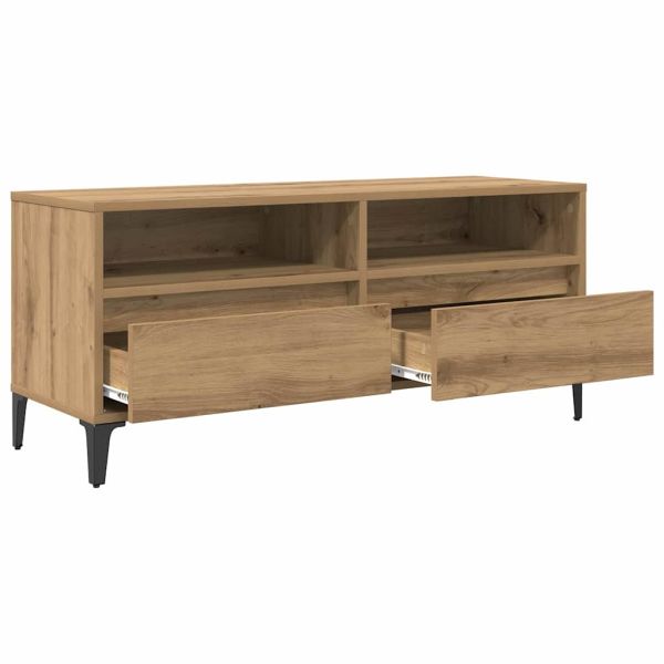 ТВ шкаф Дъб 100 x 34,5 x 44,5 см Инженерна дървесина и желязо