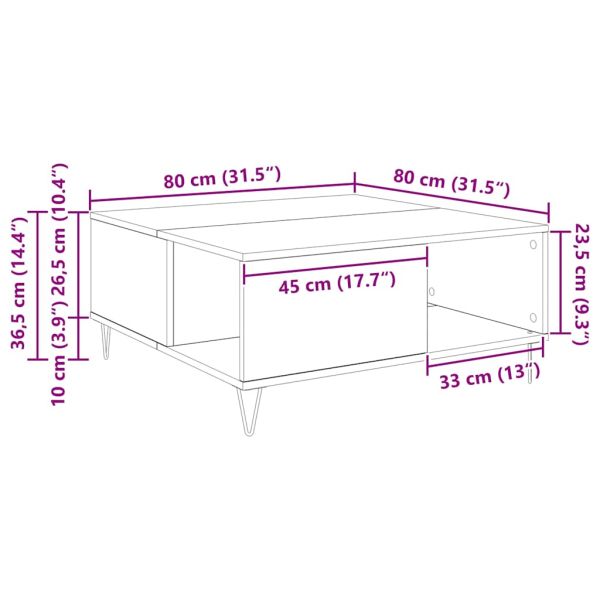 Масичка за кафе Дъб 80 x 80 x 36,5 см Инженерно дърво
