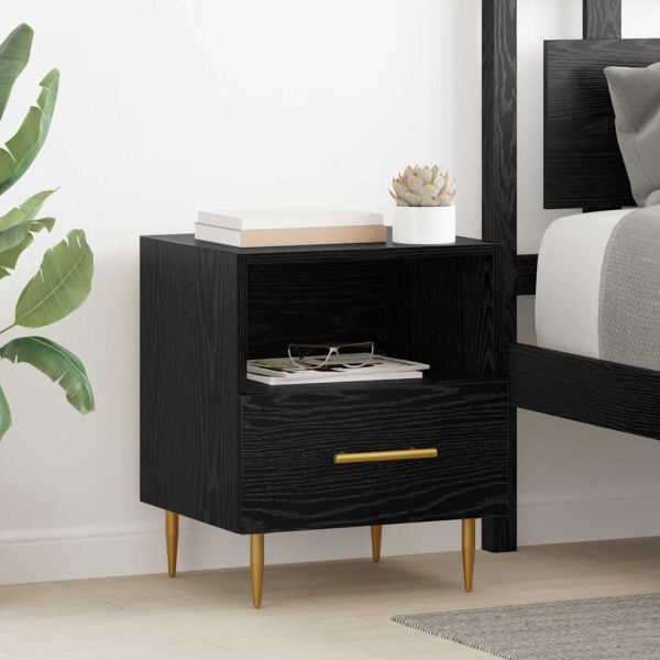 Нощно шкафче 2 pcs Черно 40 x 35 x 47,5 см Инженерно дърво