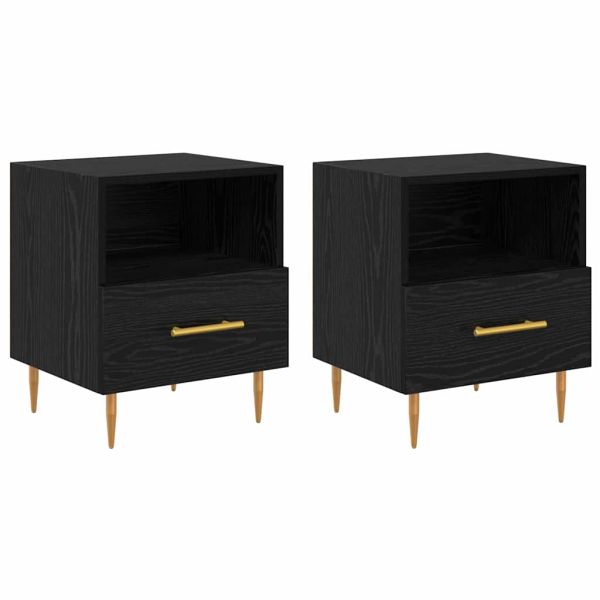 Нощно шкафче 2 pcs Черно 40 x 35 x 47,5 см Инженерно дърво