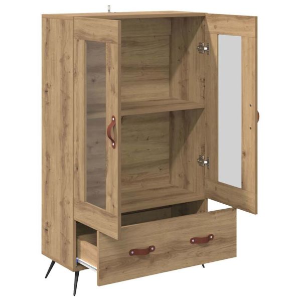 Висок шкаф Дъб 69,5 x 31 x 115 см Инженерна дървесина и стъкло