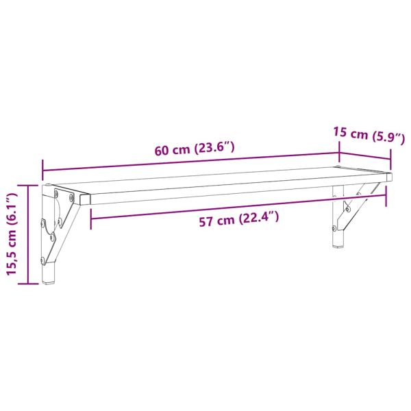 Стени за рафтове с рафт 2 pcs Черния дъб 60 x 15 x 15,5 cm